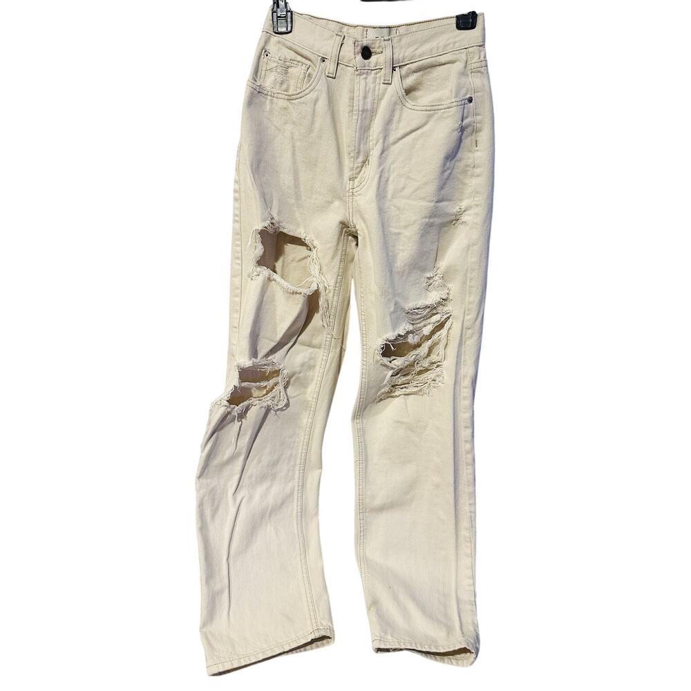 BDG Urban Outfitters Distressed High Rise Baggy Jeans Women Size 25 Cream City